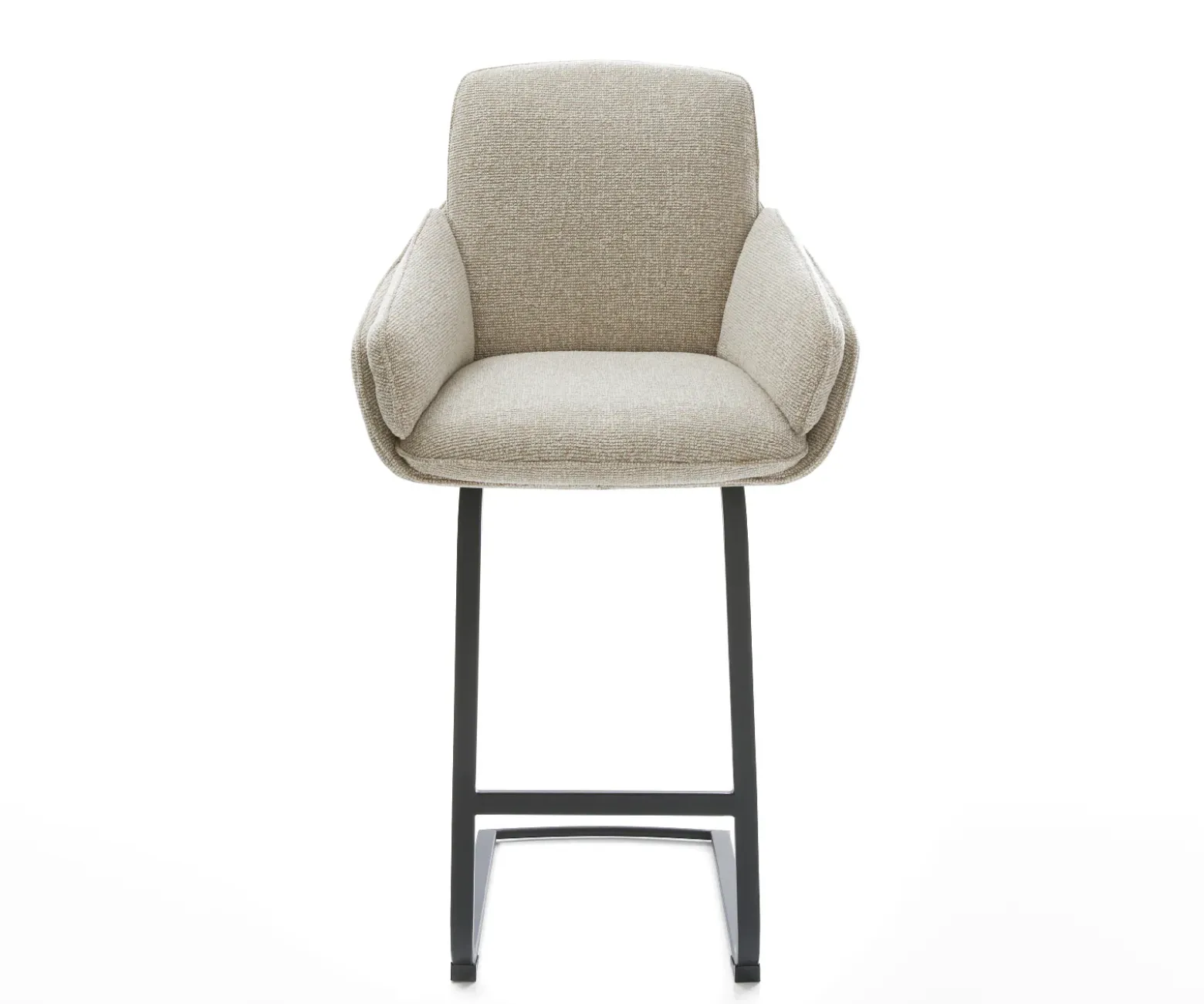 BarstuhlLuan-Flex Webstoff Soft Beige Freischwinger Flach Metall Schwarz Sofort versandfertig