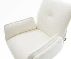 BarstuhlNela-Flex Bouclé Soft Beige Drehfuß höhenverstellbar Metall Titanfarben Sofort versandfertig