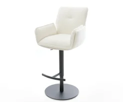 BarstuhlNela-Flex Bouclé Soft Beige Drehfuß höhenverstellbar Metall Schwarz Sofort versandfertig