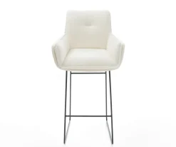 BarstuhlNela-Flex Bouclé Soft Beige Kufengestell Metall Schwarz Sofort versandfertig