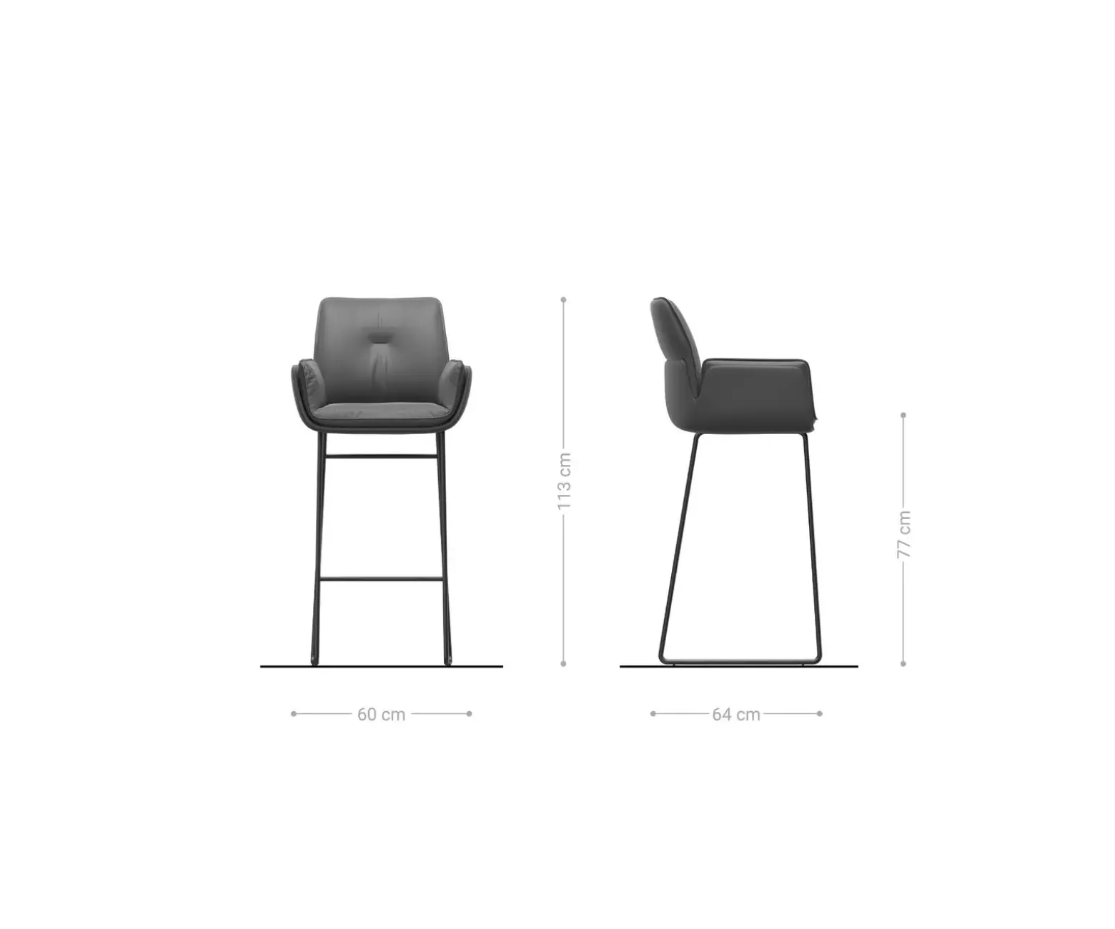 BarstuhlNela-Flex Bouclé Soft Schlamm Kufengestell Metall Schwarz Sofort versandfertig