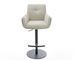 BarstuhlNela-Flex Webstoff Soft Beige Drehfuß höhenverstellbar Metall Schwarz Sofort versandfertig