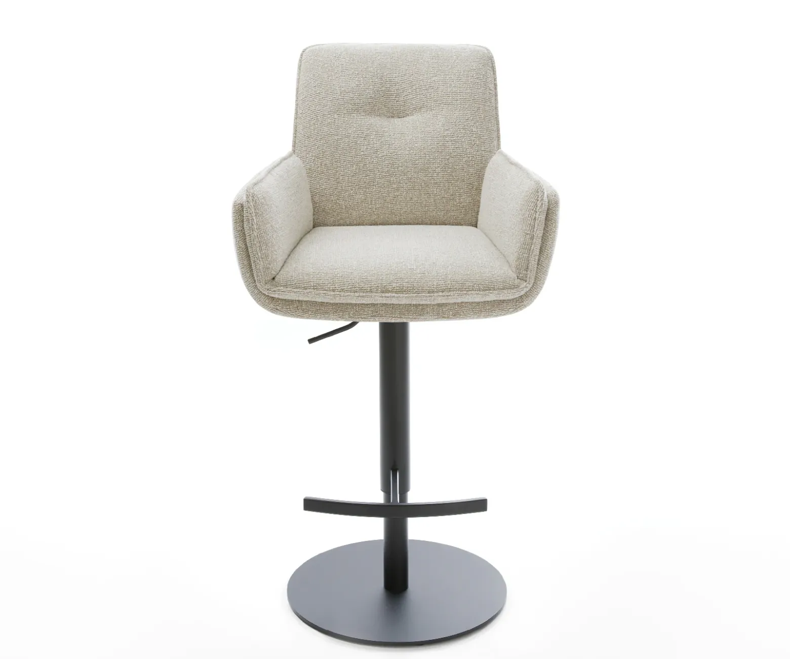BarstuhlNela-Flex Webstoff Soft Beige Drehfuß höhenverstellbar Metall Schwarz Sofort versandfertig