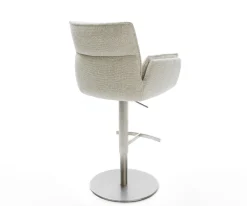 BarstuhlNela-Flex Webstoff Soft Beige Drehfuß höhenverstellbar Edelstahl Silberfarben Sofort versandfertig
