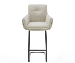 BarstuhlNela-Flex Webstoff Soft Beige Freischwinger Flach Metall Schwarz Sofort versandfertig