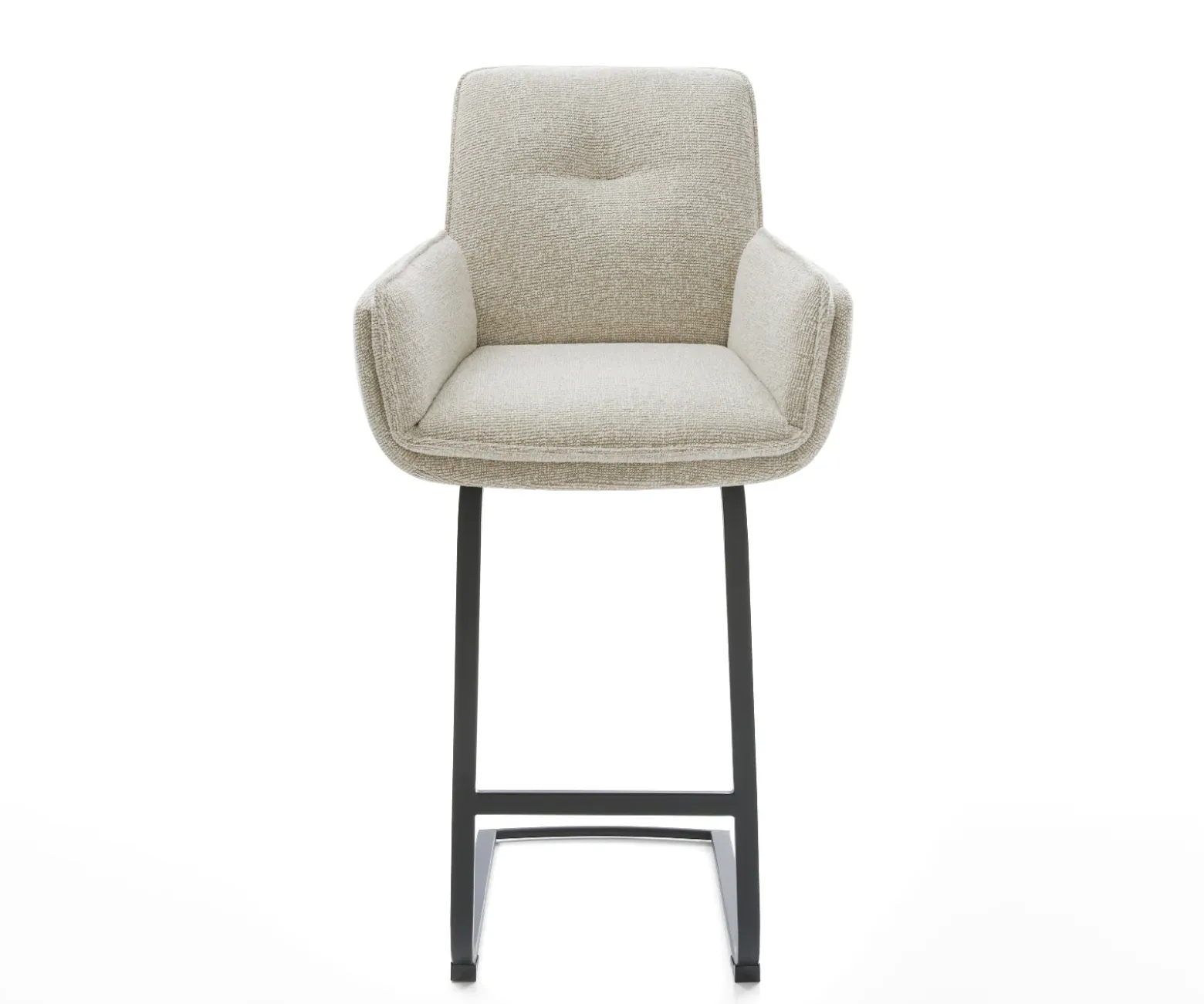 BarstuhlNela-Flex Webstoff Soft Beige Freischwinger Flach Metall Schwarz Sofort versandfertig