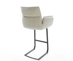 BarstuhlNela-Flex Webstoff Soft Beige Freischwinger Flach Metall Schwarz Sofort versandfertig