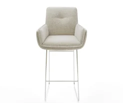 BarstuhlNela-Flex Webstoff Soft Beige Kufengestell Edelstahl Silberfarben Sofort versandfertig