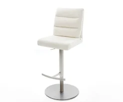 BarstuhlPela-Flex Bouclé Soft Beige Drehfuß höhenverstellbar Edelstahl Silberfarben Sofort versandfertig