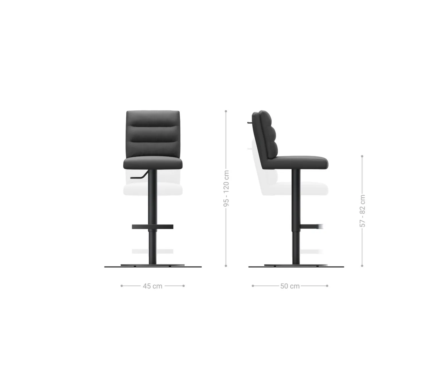 BarstuhlPela-Flex Bouclé Soft Beige Drehfuß höhenverstellbar Metall Titanfarben Sofort versandfertig
