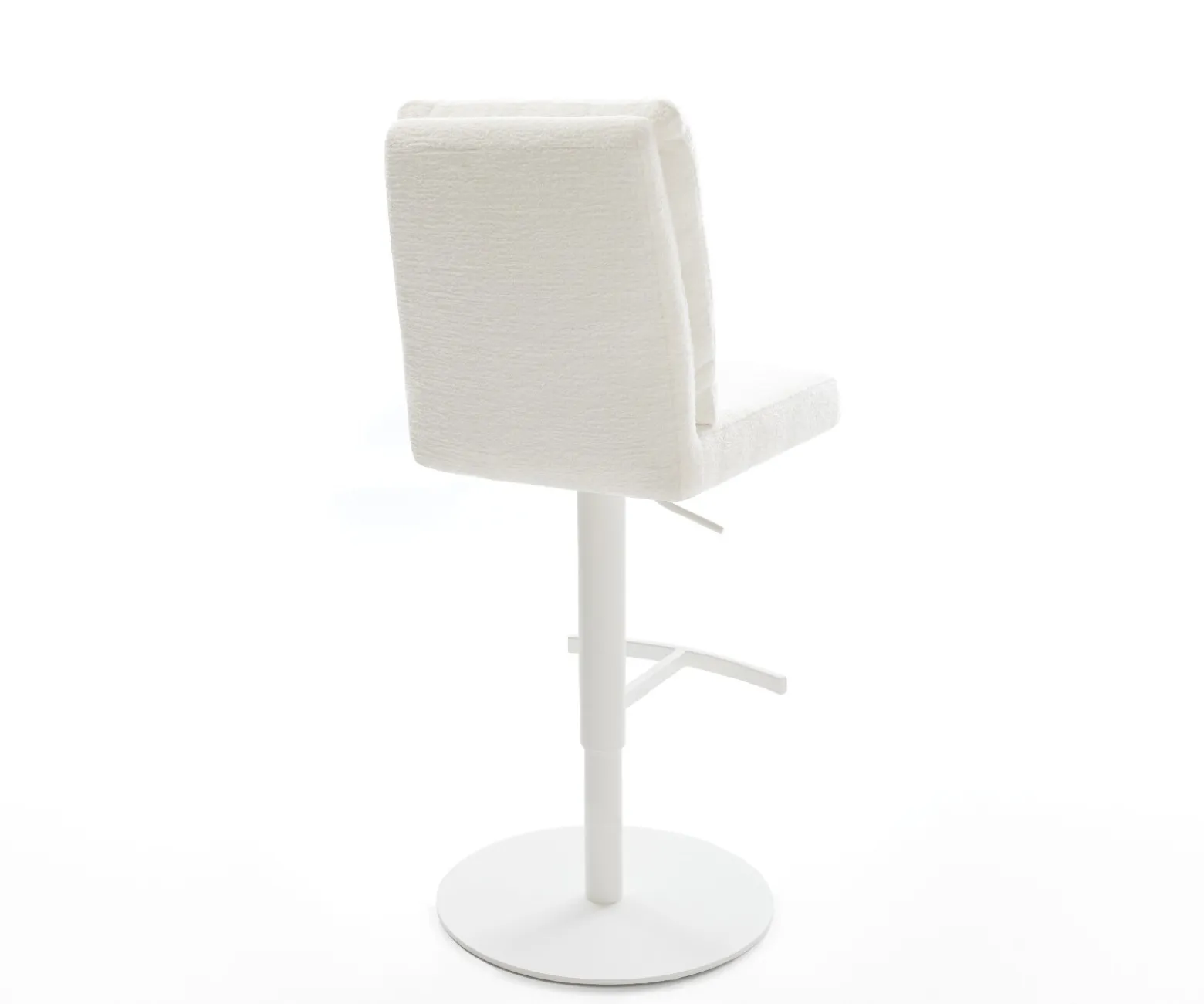 BarstuhlPela-Flex Bouclé Soft Beige Drehfuß höhenverstellbar Metall Weiß Sofort versandfertig