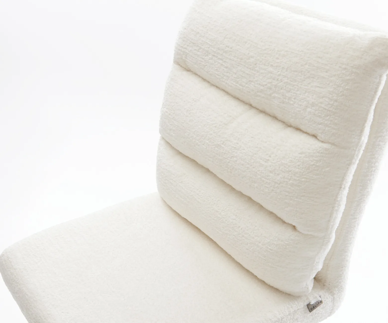 BarstuhlPela-Flex Bouclé Soft Beige Freischwinger Flach Edelstahl Silberfarben Sofort versandfertig