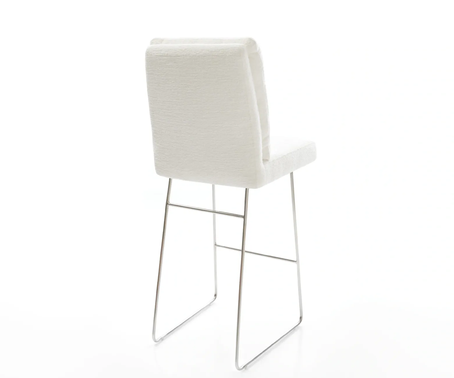 BarstuhlPela-Flex Bouclé Soft Beige Kufengestell Edelstahl Silberfarben Sofort versandfertig