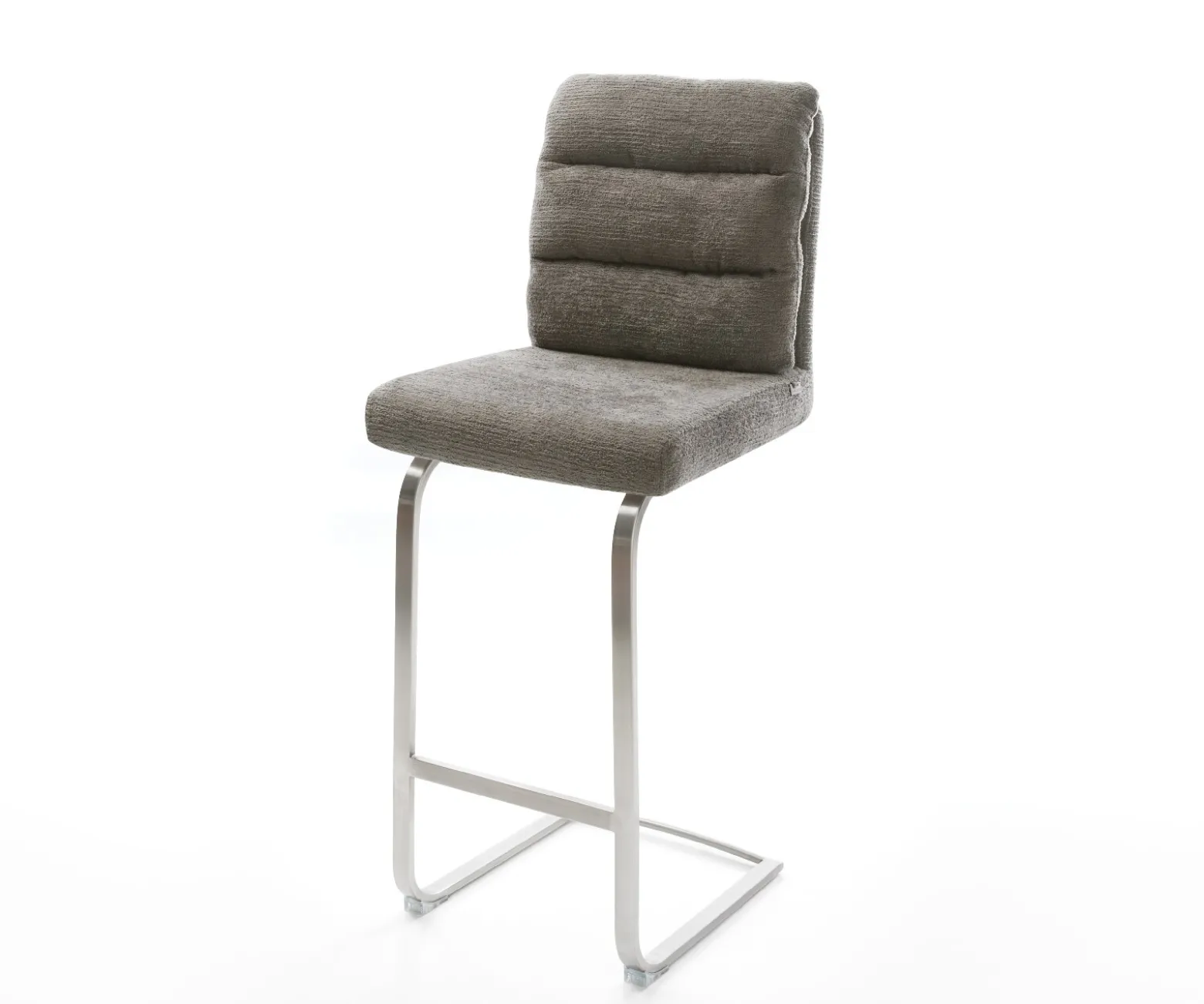 BarstuhlPela-Flex Bouclé Soft Schlamm Freischwinger Flach Edelstahl Silberfarben Sofort versandfertig