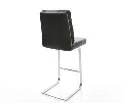 BarstuhlPela-Flex Echt-Leder Schwarz Freischwinger flach Edelstahl Sofort versandfertig