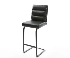 BarstuhlPela-Flex Echt-Leder Schwarz Freischwinger flach Metall Sofort versandfertig