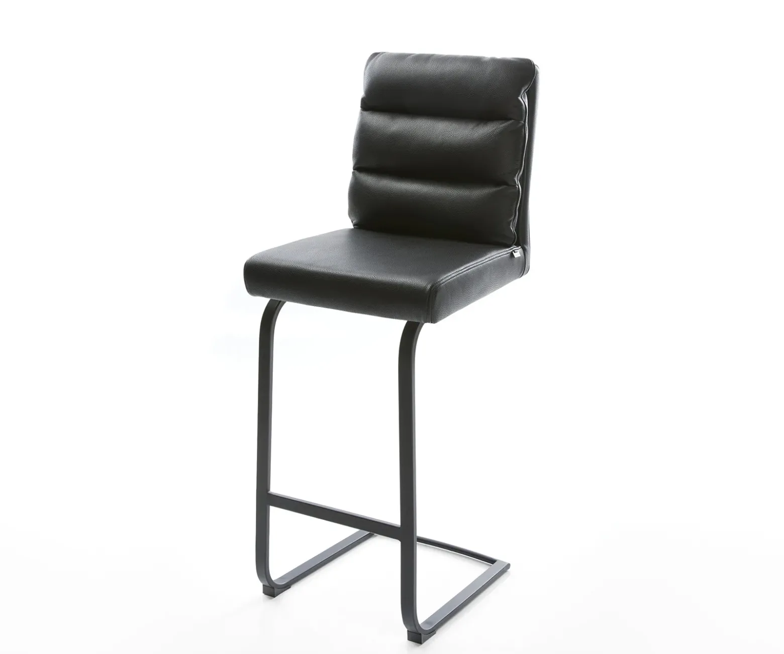 BarstuhlPela-Flex Echt-Leder Schwarz Freischwinger flach Metall Sofort versandfertig
