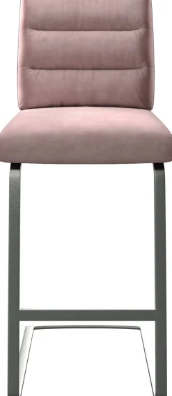 BarstuhlPela-Flex Samt Rosé Freischwinger flach Edelstahl Sofort versandfertig