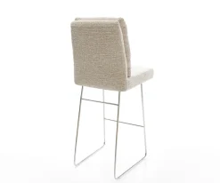 BarstuhlPela-Flex Webstoff Soft Beige Kufengestell Edelstahl Silberfarben Sofort versandfertig