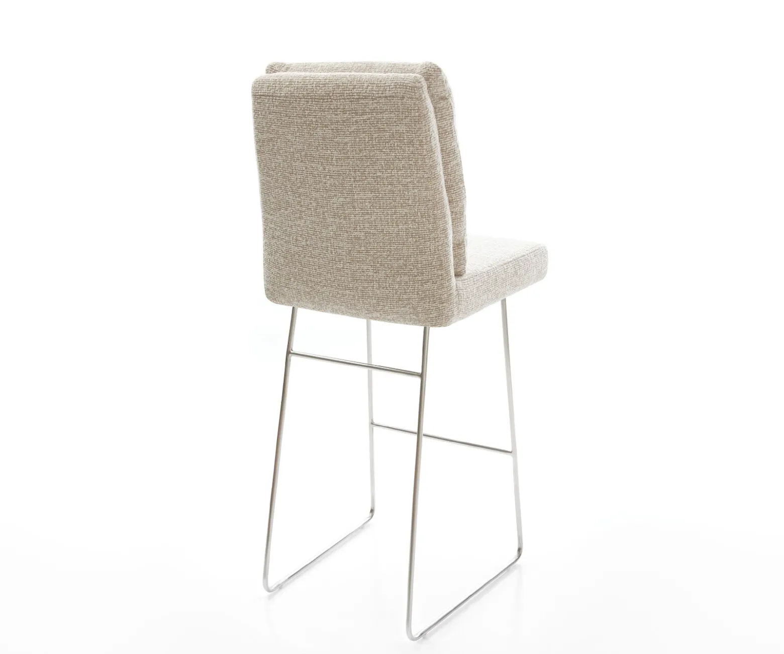 BarstuhlPela-Flex Webstoff Soft Beige Kufengestell Edelstahl Silberfarben Sofort versandfertig