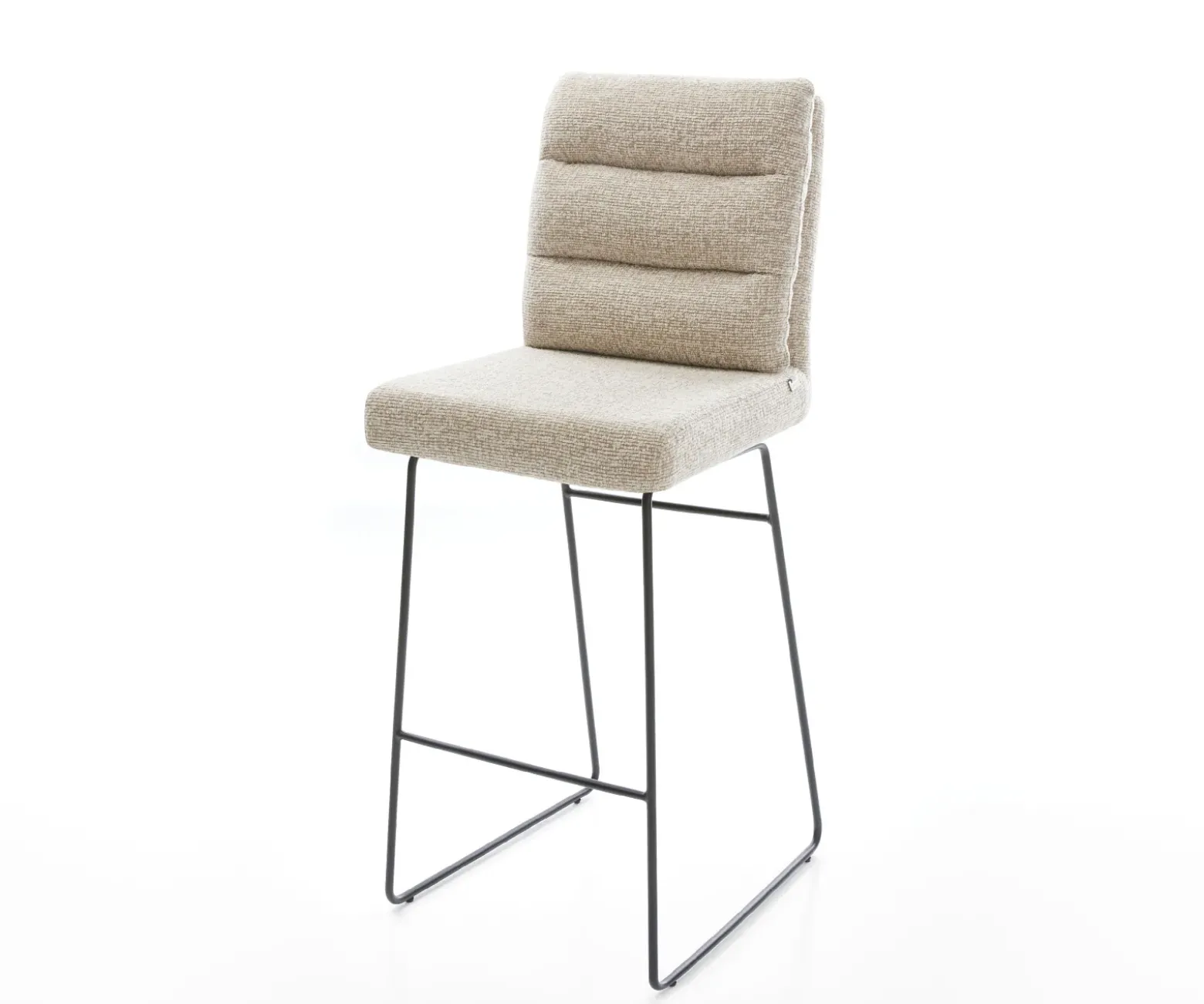 BarstuhlPela-Flex Webstoff Soft Beige Kufengestell Metall Schwarz Sofort versandfertig
