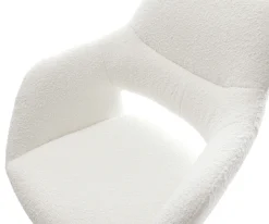 BarstuhlYago-Flex Bouclé Creme-Weiß Drehfuß höhenverstellbar Metall Titanfarben Taschenfederkern Sofort versandfertig