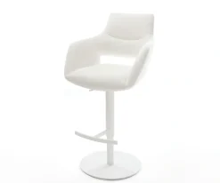 BarstuhlYago-Flex Bouclé Creme-Weiß Drehfuß höhenverstellbar Metall Weiß Taschenfederkern Sofort versandfertig
