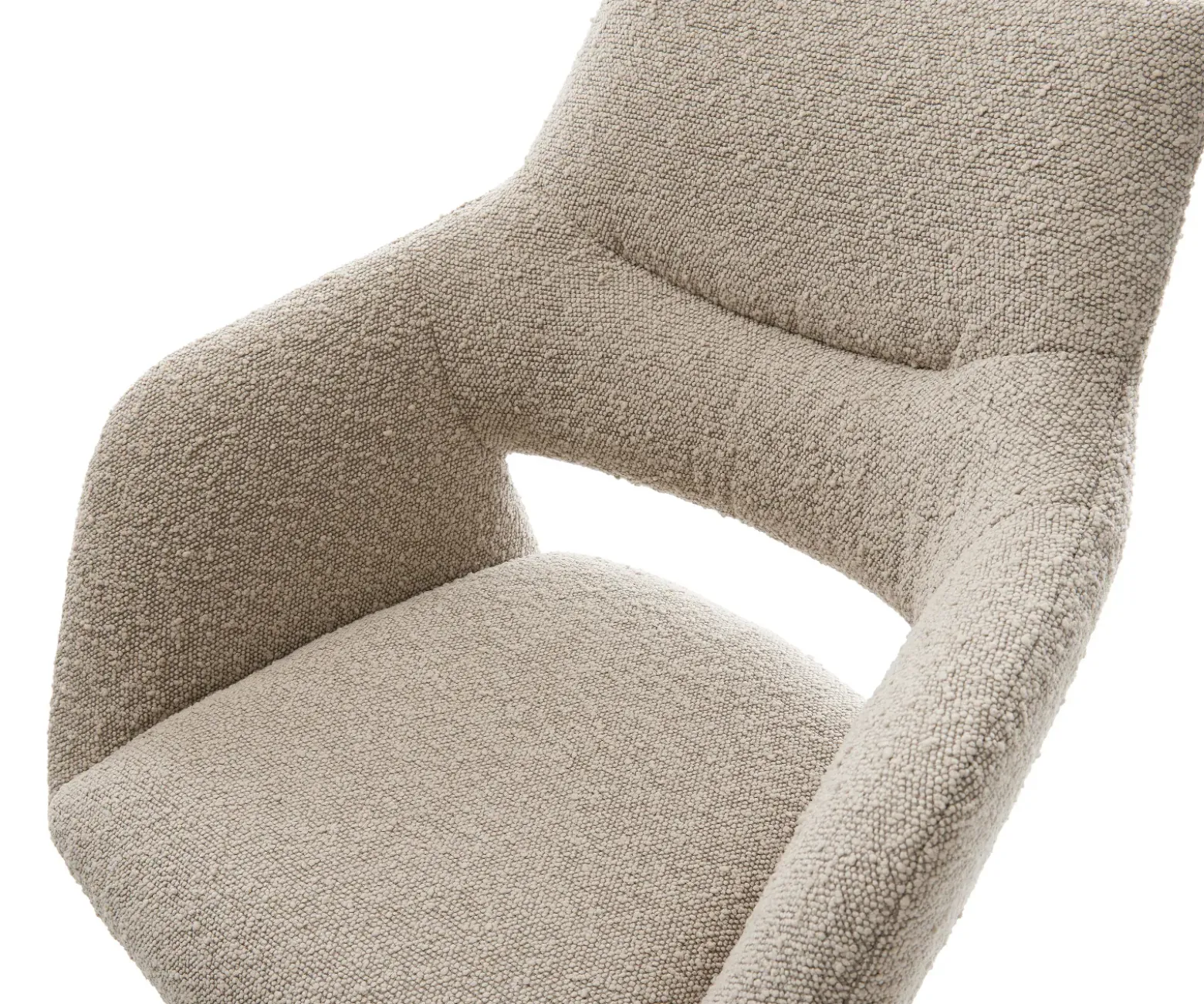 BarstuhlYago-Flex Bouclé Schlamm Freischwinger Flach Edelstahl Silberfarben Taschenfederkern Sofort versandfertig