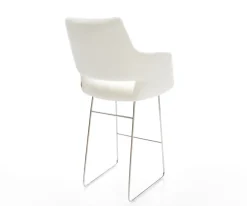 BarstuhlYago-Flex Bouclé Soft Beige Kufengestell Edelstahl Silberfarben Taschenfederkern Sofort versandfertig