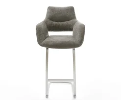 BarstuhlYago-Flex Bouclé Soft Schlamm Freischwinger Flach Edelstahl Silberfarben Taschenfederkern Sofort versandfertig