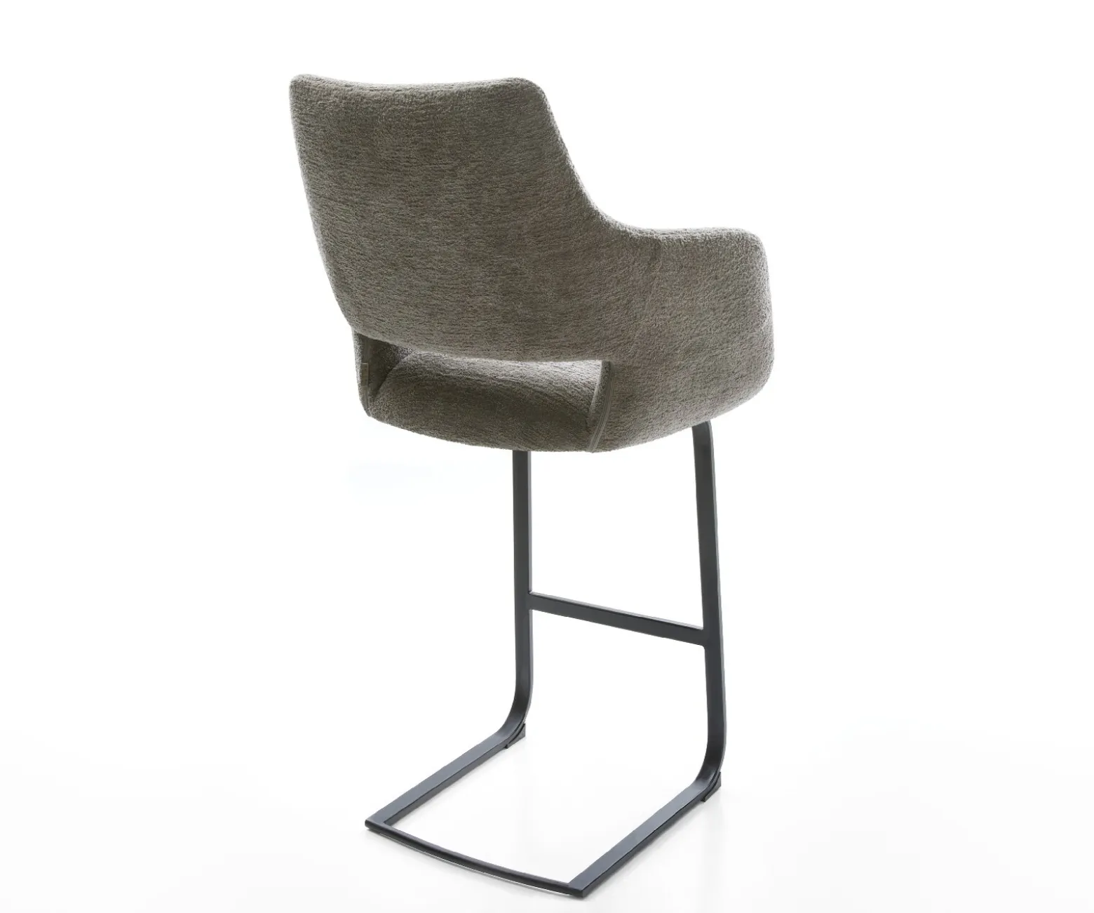 BarstuhlYago-Flex Bouclé Soft Schlamm Freischwinger Flach Metall Schwarz Taschenfederkern Sofort versandfertig