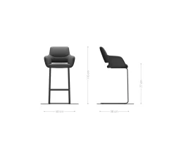 BarstuhlYago-Flex Cord Silbergrau Freischwinger flach Edelstahl Taschenfederkern Sofort versandfertig