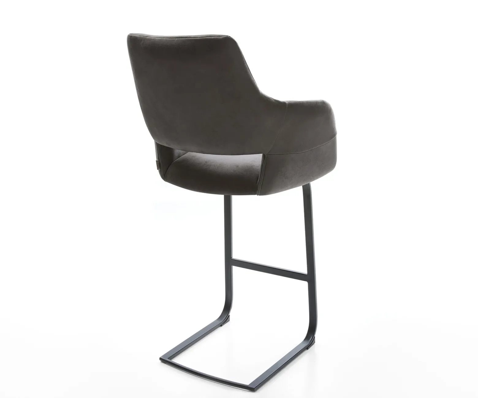 BarstuhlYago-Flex Mikrofaser Anthrazit Vintage Freischwinger flach Metall Schwarz Taschenfederkern Sofort versandfertig