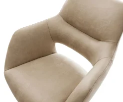 BarstuhlYago-Flex Mikrofaser Beige Vintage Drehfuß höhenverstellbar Edelstahl Silberfarben Taschenfederkern Sofort versandfertig