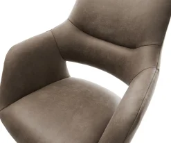 BarstuhlYago-Flex Mikrofaser Taupe Vintage Kufengestell Edelstahl Silberfarben Taschenfederkern Sofort versandfertig