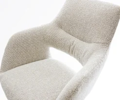 BarstuhlYago-Flex Webstoff Soft Beige Freischwinger Flach Edelstahl Silberfarben Taschenfederkern Sofort versandfertig
