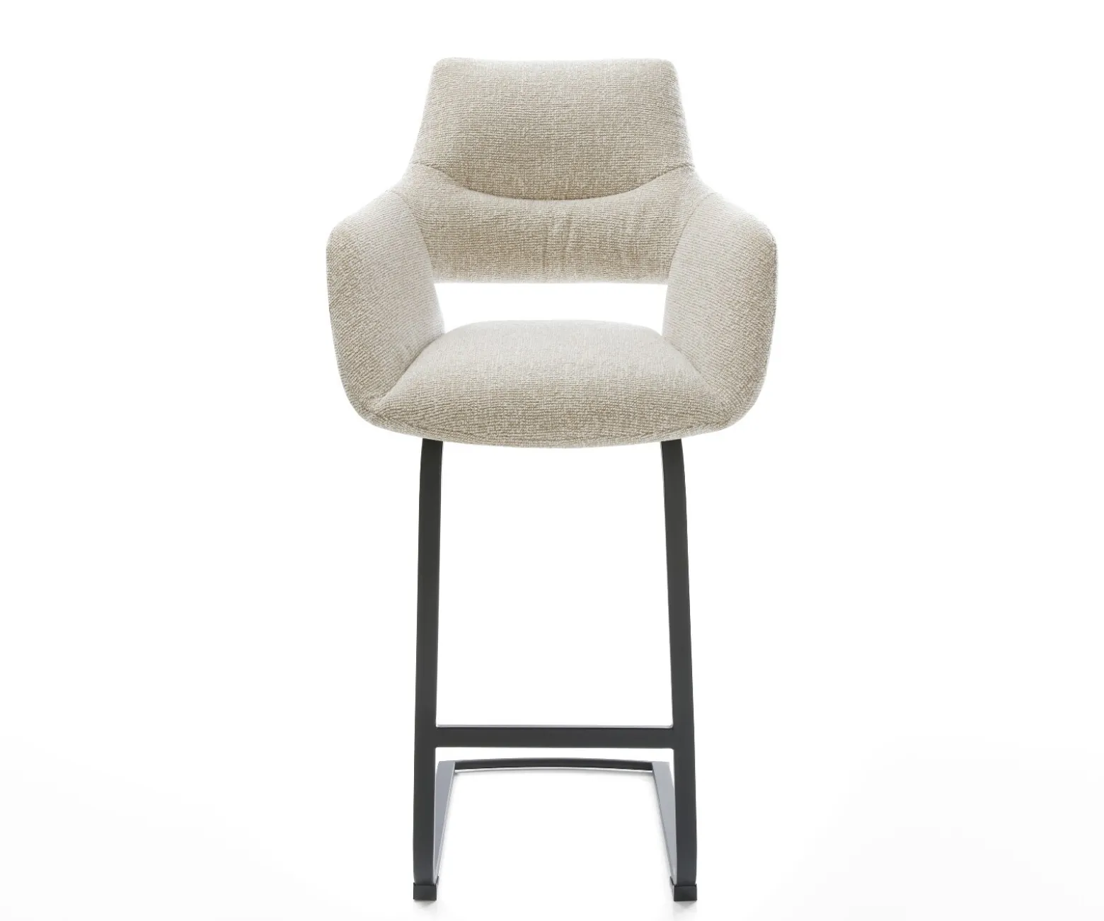 BarstuhlYago-Flex Webstoff Soft Beige Freischwinger Flach Metall Schwarz Taschenfederkern Sofort versandfertig