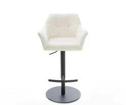 BarstuhlYulo-Flex Bouclé Soft Beige Drehfuß höhenverstellbar Metall Schwarz Sofort versandfertig