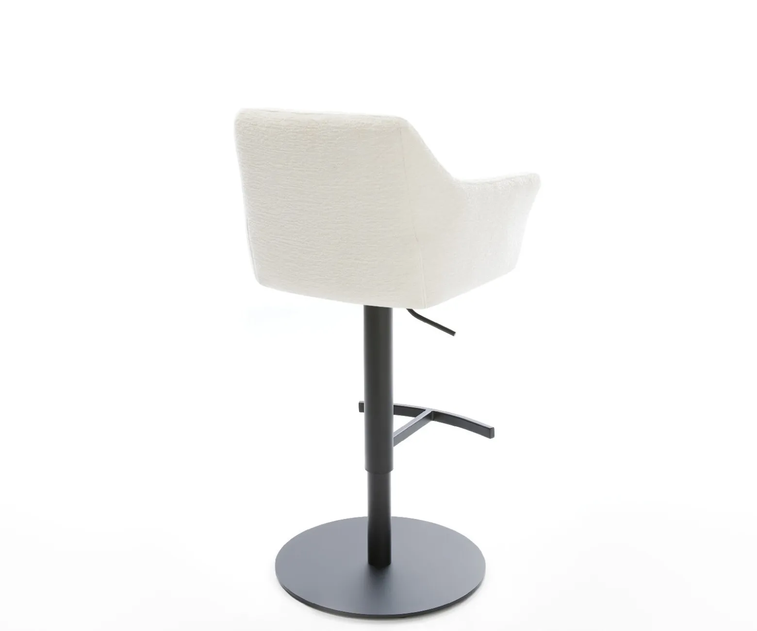 BarstuhlYulo-Flex Bouclé Soft Beige Drehfuß höhenverstellbar Metall Schwarz Sofort versandfertig