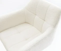 BarstuhlYulo-Flex Bouclé Soft Beige Drehfuß höhenverstellbar Metall Titanfarben Sofort versandfertig