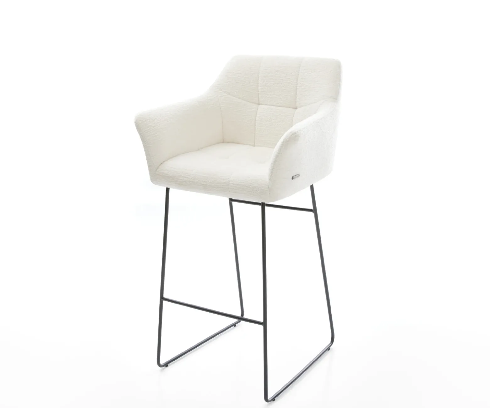 BarstuhlYulo-Flex Bouclé Soft Beige Kufengestell Metall Schwarz Sofort versandfertig
