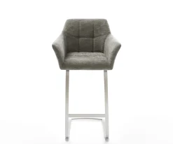 BarstuhlYulo-Flex Bouclé Soft Schlamm Freischwinger Flach Edelstahl Silberfarben Sofort versandfertig