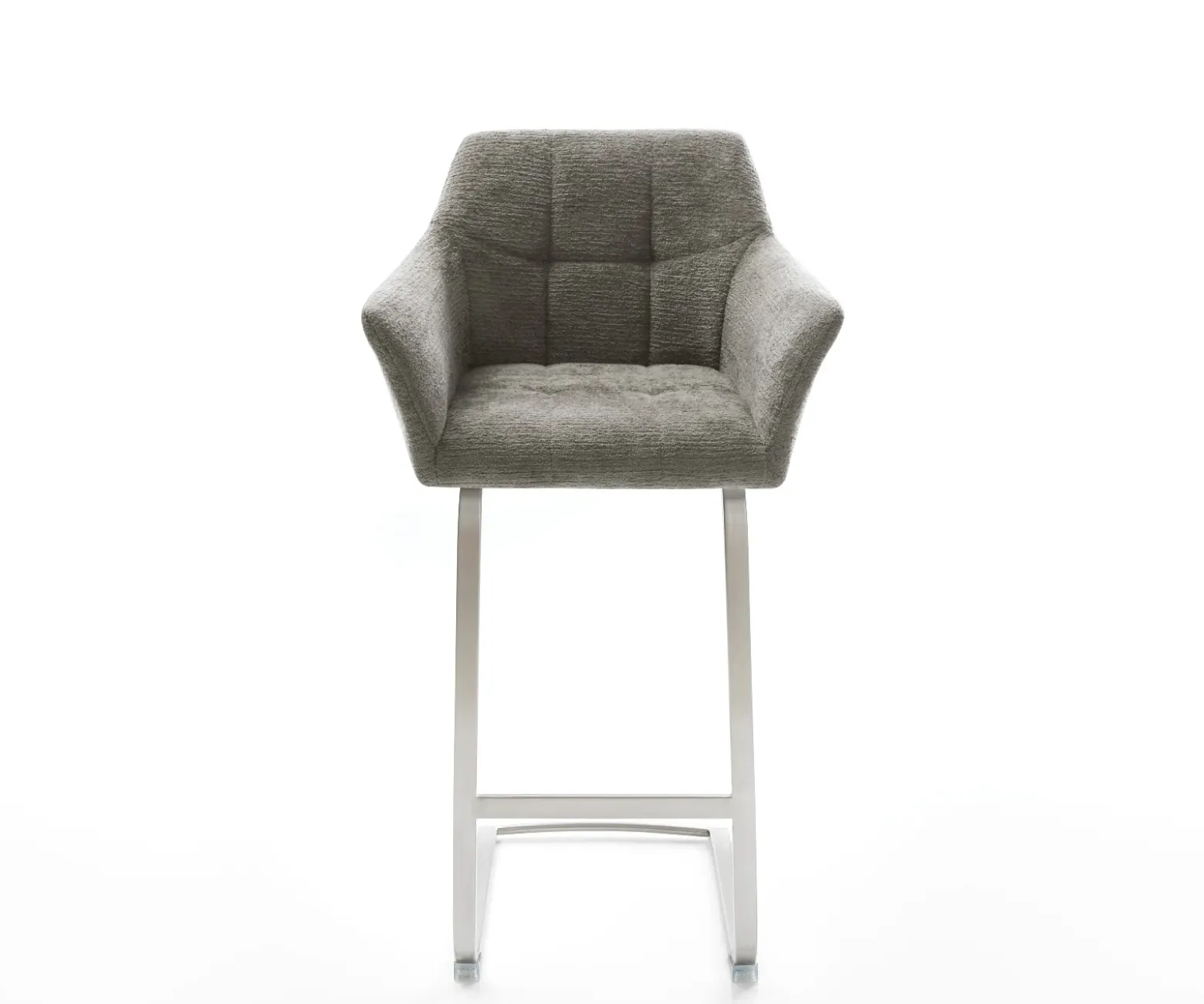 BarstuhlYulo-Flex Bouclé Soft Schlamm Freischwinger Flach Edelstahl Silberfarben Sofort versandfertig