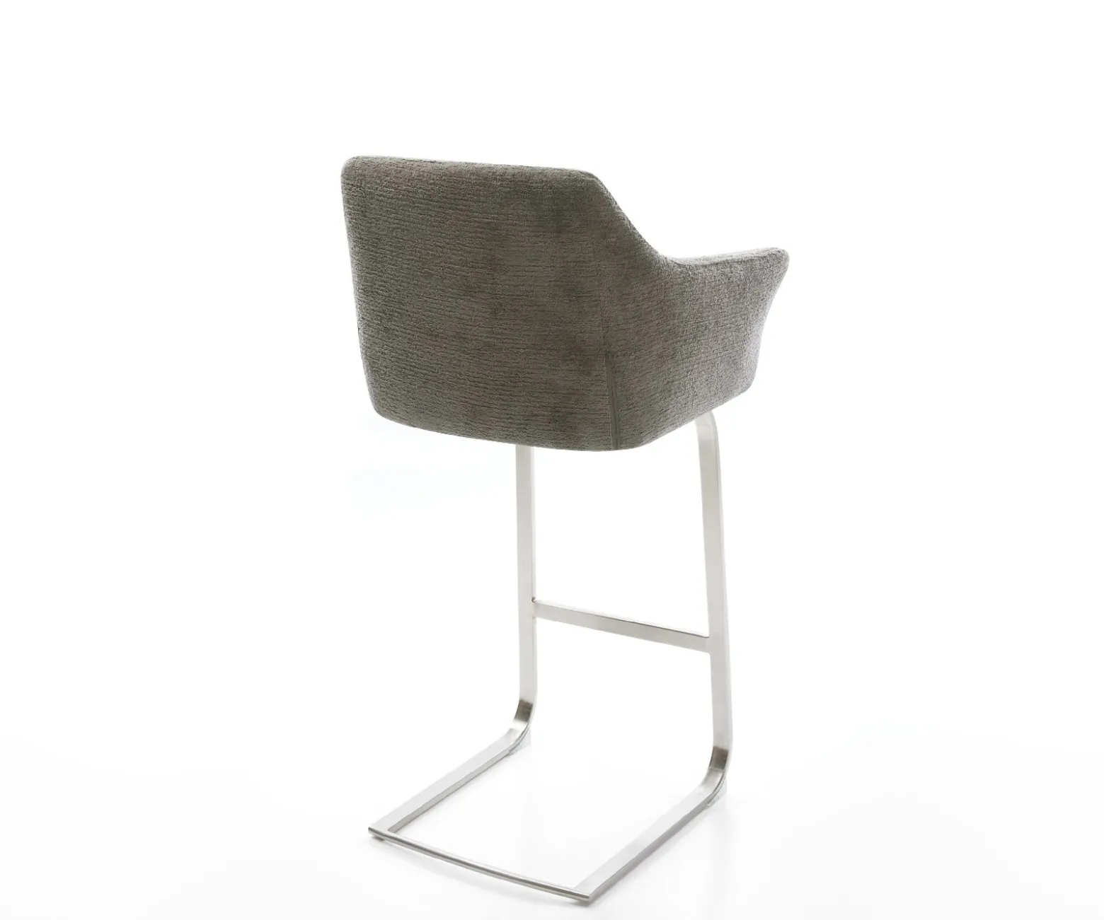 BarstuhlYulo-Flex Bouclé Soft Schlamm Freischwinger Flach Edelstahl Silberfarben Sofort versandfertig