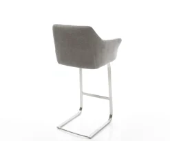 BarstuhlYulo-Flex Strukturstoff Soft Grau Freischwinger Flach Edelstahl Silberfarben Sofort versandfertig