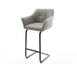 BarstuhlYulo-Flex Strukturstoff Soft Grau Freischwinger Flach Metall Schwarz Sofort versandfertig