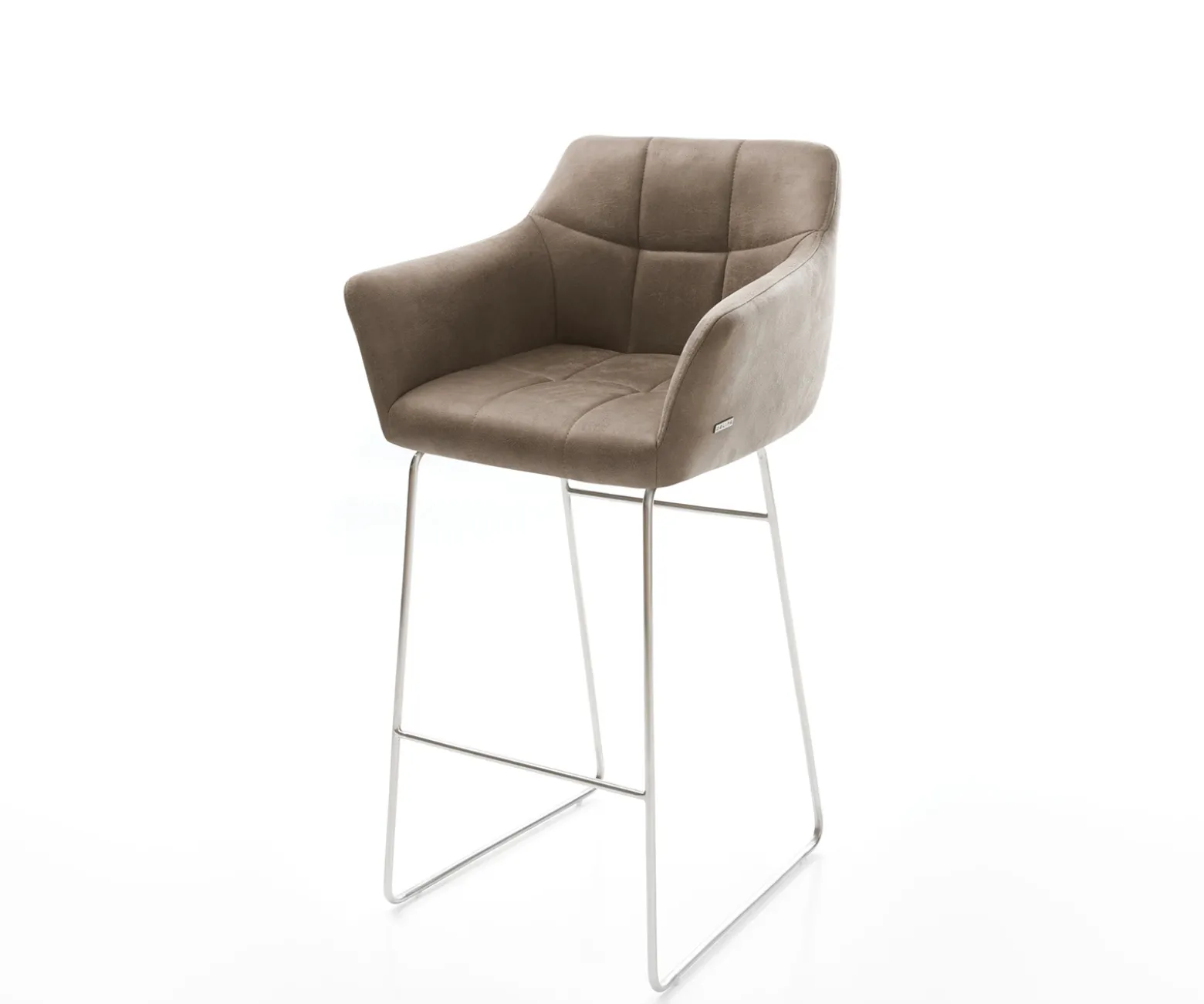 BarstuhlYulo-Flex Vintage Taupe Kufengestell Edelstahl Sofort versandfertig