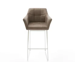 BarstuhlYulo-Flex Vintage Taupe Kufengestell Edelstahl Sofort versandfertig
