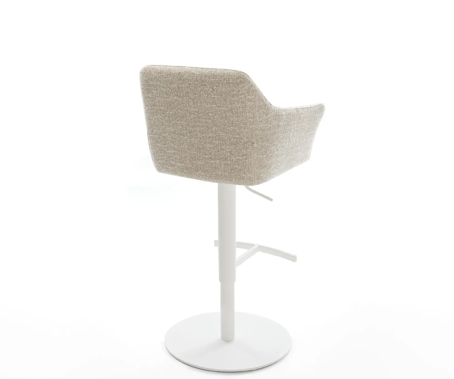 BarstuhlYulo-Flex Webstoff Soft Beige Drehfuß höhenverstellbar Metall Weiß Sofort versandfertig
