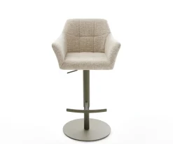 BarstuhlYulo-Flex Webstoff Soft Beige Drehfuß höhenverstellbar Metall Titanfarben Sofort versandfertig